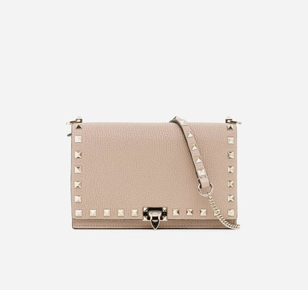 Valentino Rockstud Mini flap Bag In Beige
